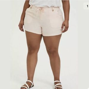 Torrid Womens Pink Drawstring Short Linen Shorts